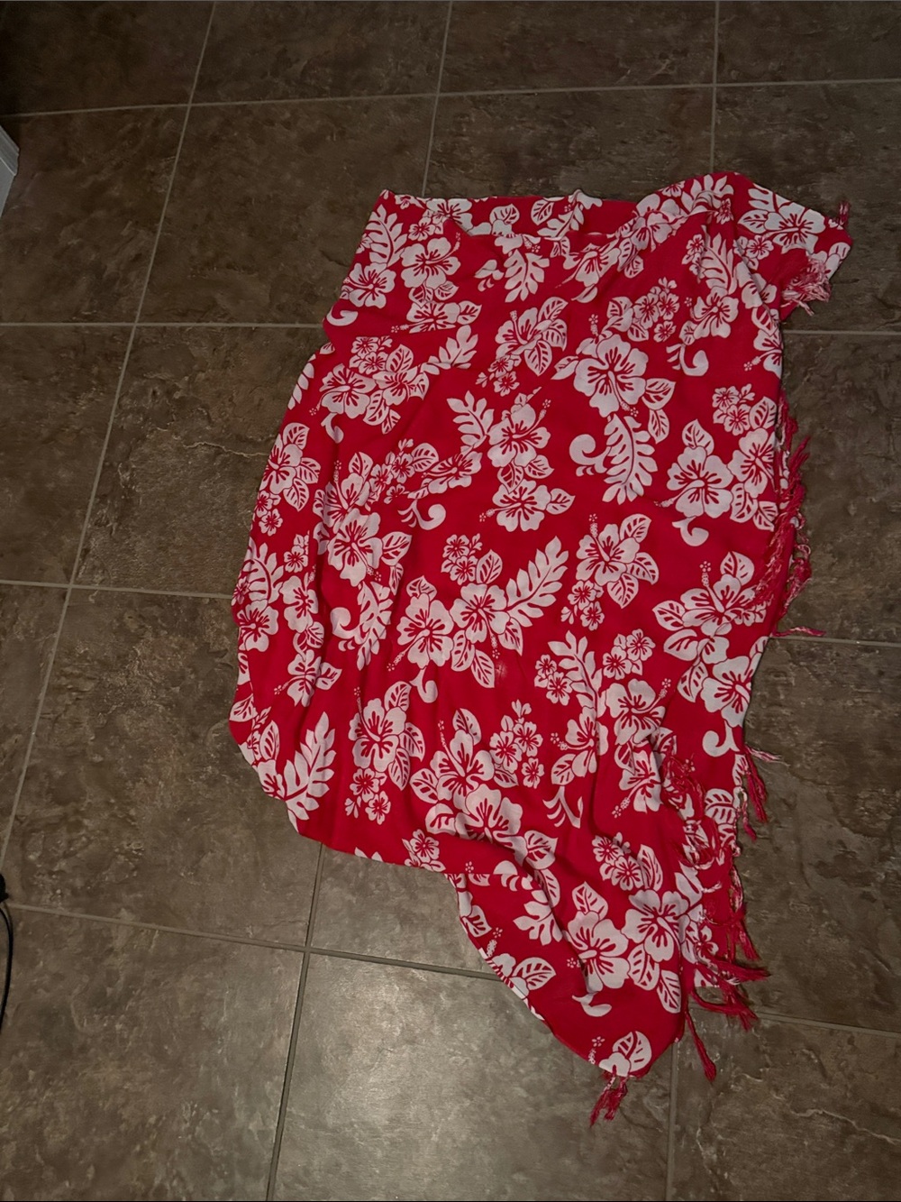 Large Long Red Floral Wrap Skirt or Swimsuit Coverup bought in Hawaii